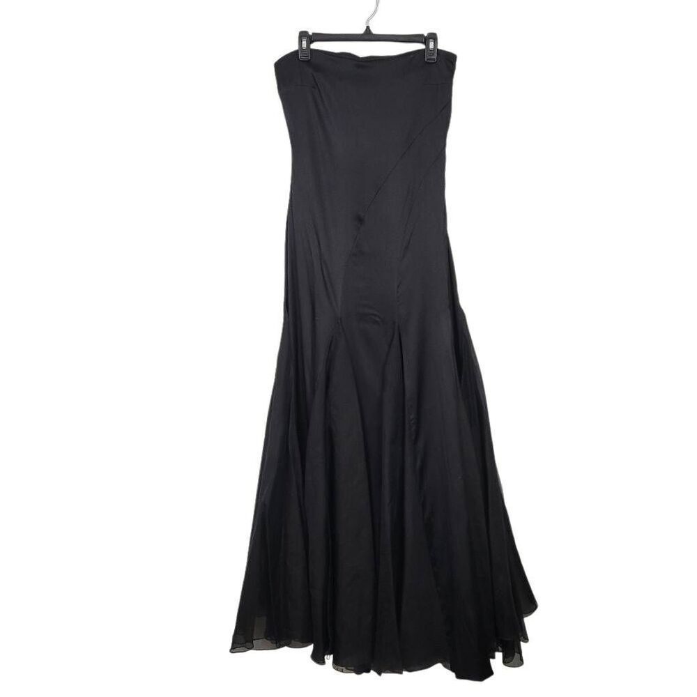 Vintage Reva Mivasagar‎ Black Sleeveless Silk Maxi Gown Sz 10/M Wedding Evening